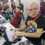 Grant Wahl at work in Qatar last month