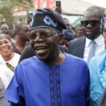 Bola Tinubu arrives at a polling station before casting his ballot in Lagos last week