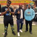 L-R, Gambo, Jim Jones and Edem in a pose after a studio session in the US